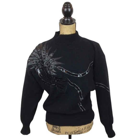 Vintage Gloria Furman Embellished Sweater Black - Picture 2 of 9